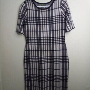 Taylor Dress Women M Short Sleeve Classic Preppy Plaid Black White